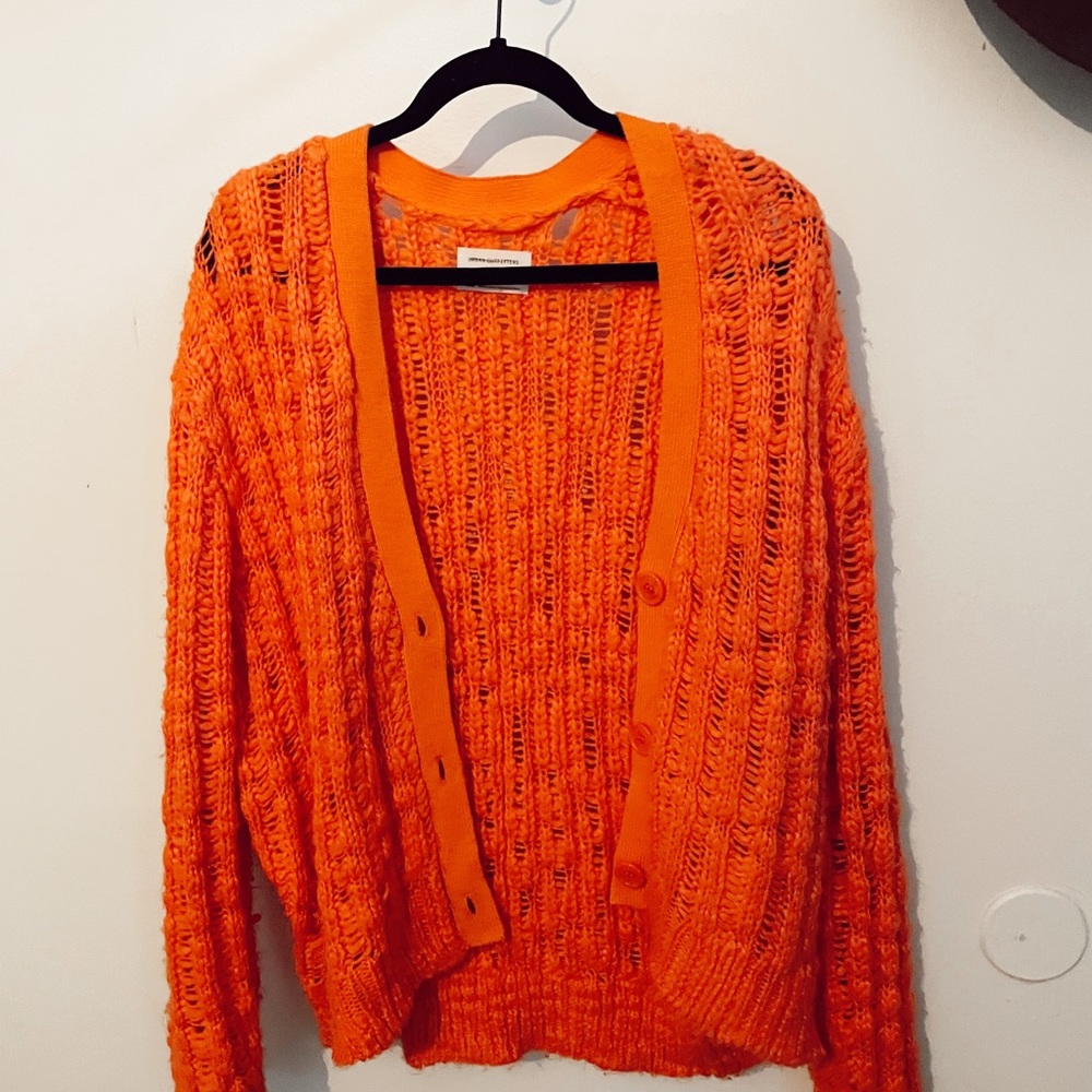 URBAN OUTFITTERS CARDIGAN. A bright and sunny orange Urban Outfitters sweater!